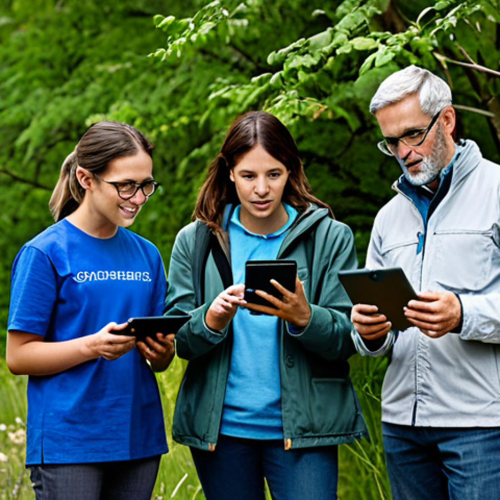 Ethical Data Collection**

"A diverse group of volunteers, fully clothed in casual attire, participating in a citizen science project, collecting environmental data outdoors with tablets and scientific equipment, emphasizing informed consent and data privacy, safe for work, appropriate content, professional, perfect anatomy, natural pose, high resolution."

**