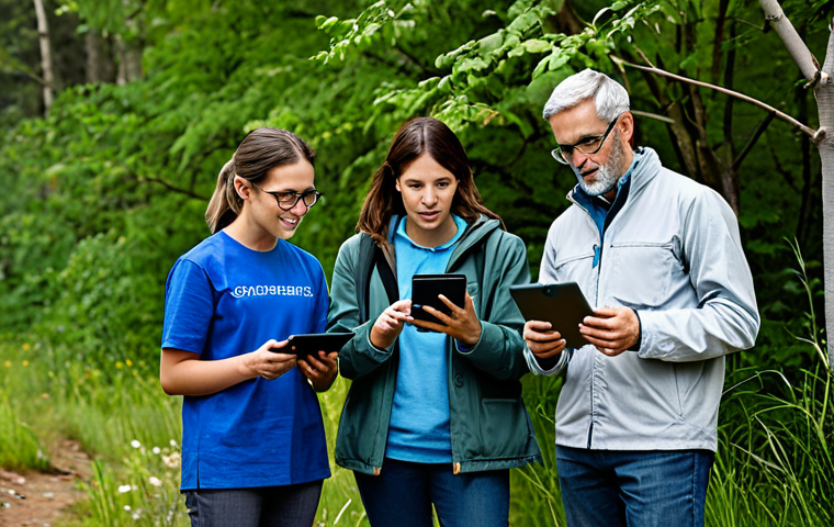 Ethical Data Collection**

"A diverse group of volunteers, fully clothed in casual attire, participating in a citizen science project, collecting environmental data outdoors with tablets and scientific equipment, emphasizing informed consent and data privacy, safe for work, appropriate content, professional, perfect anatomy, natural pose, high resolution."

**